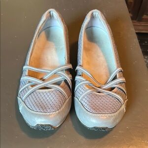 Ahnu Gray and blue Flats Comfortable Slip-On Design